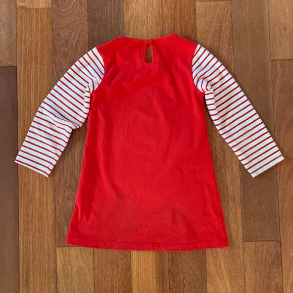 Toddler Girls Red Christmas Tree Cotton Appliqué Dress 4T - Picture 2 of 6